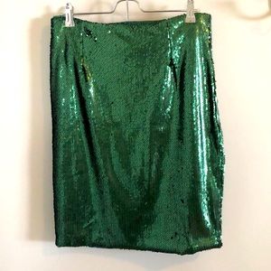 Green sequin pencil skirt